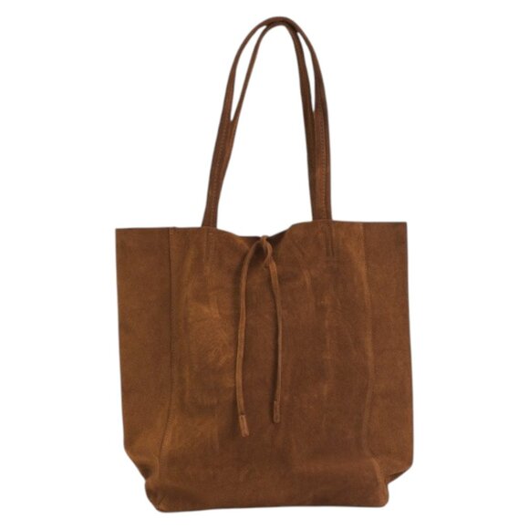 MARLON Made In Italy Suede Unlined Shopper Big Tote - Picture 1 of 3